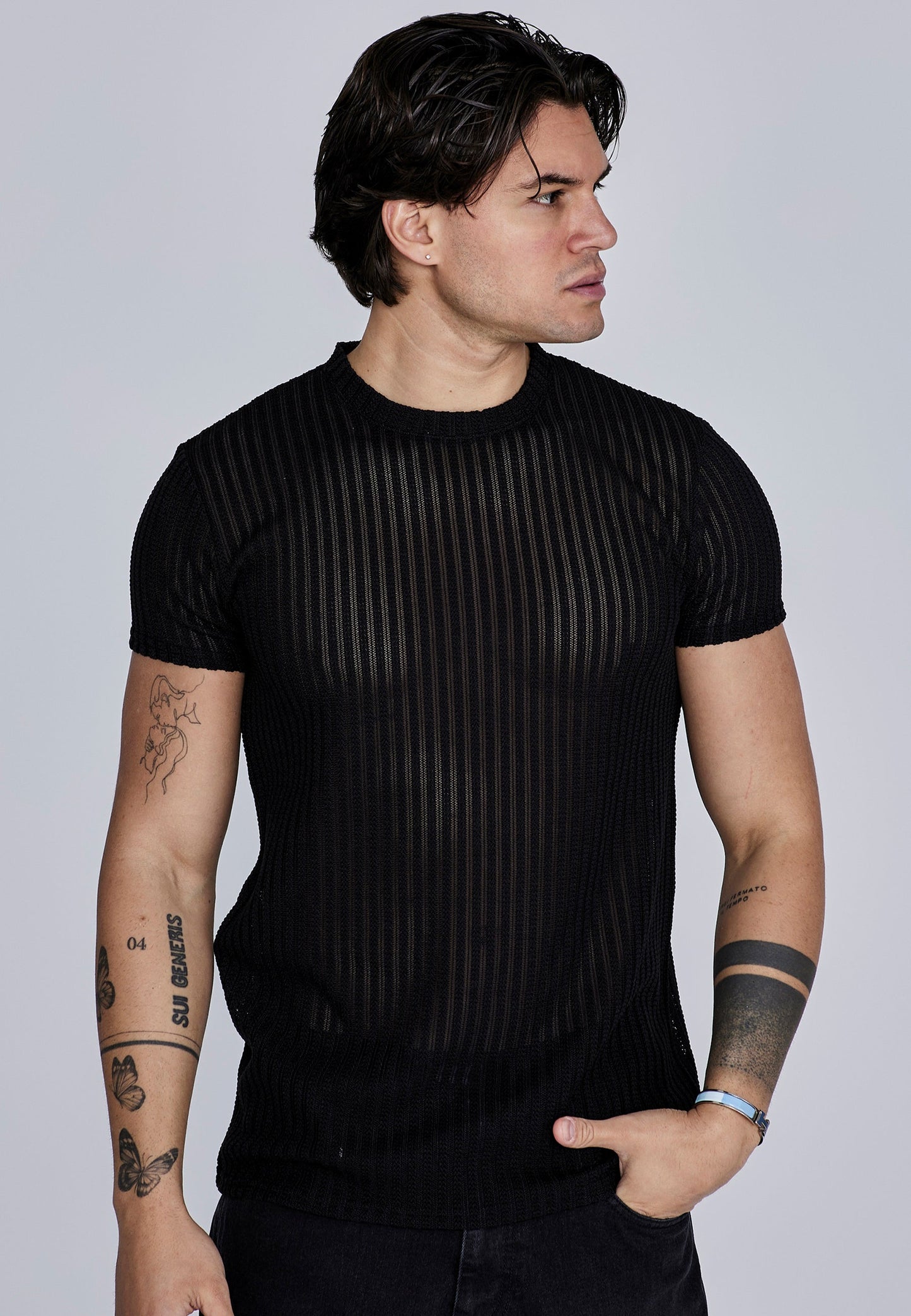 Black Textured Muscle Fit T-Shirt
