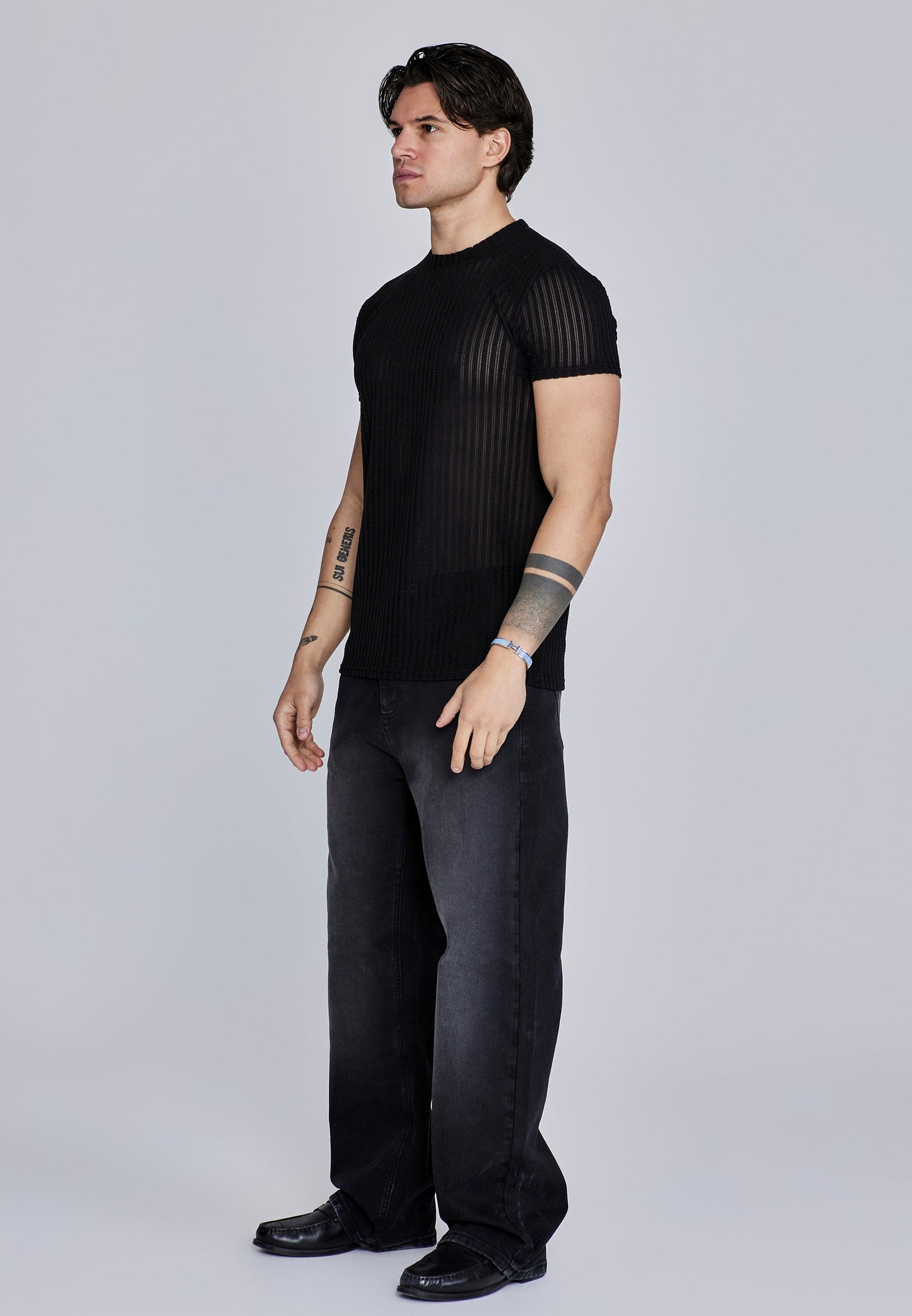 Black Textured Muscle Fit T-Shirt