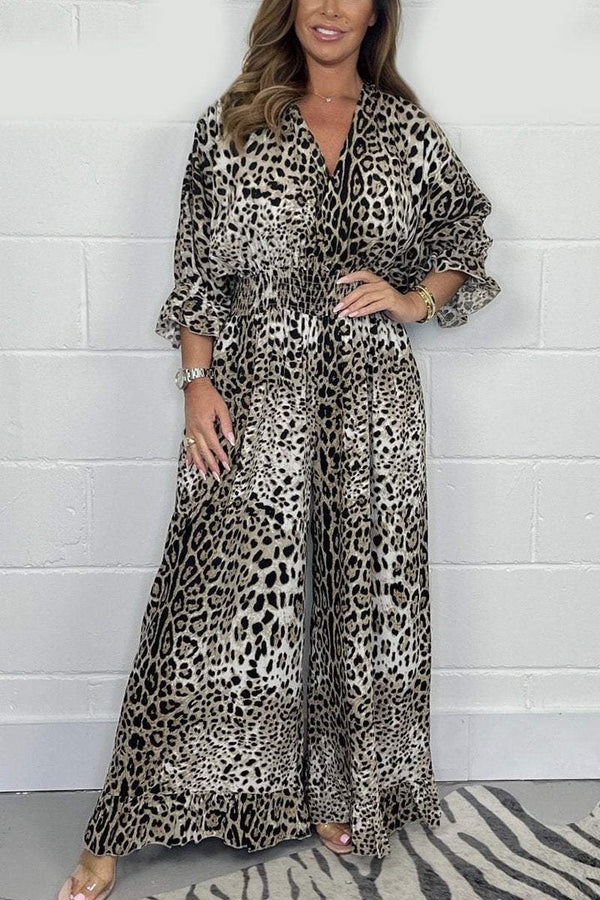 Leopard Print Casual Jumpsuit
